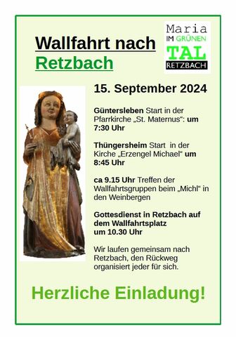 Plakat Wallfahrt nach Retzbach 2024 Pfarrbrief